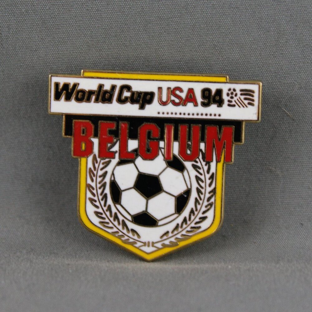 1994 World Cup of Soccer Pin - Belgium Shield Design by Peter David - Metal Pin